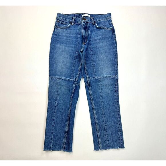 Sandro Denim - Sandro Paris Cropped Patchwork Denim Jeans Women 36‎ US4? Cotton Pockets Blue